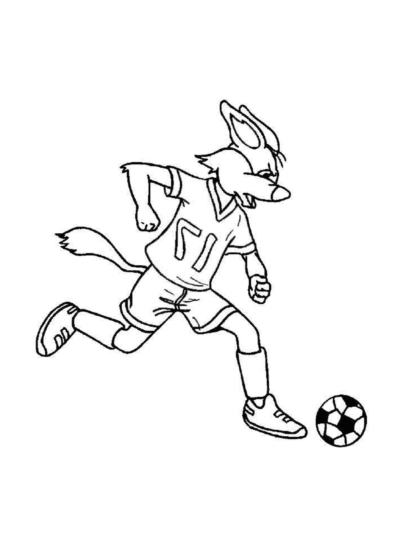  Ein Kaninchen spielt Fußball 
