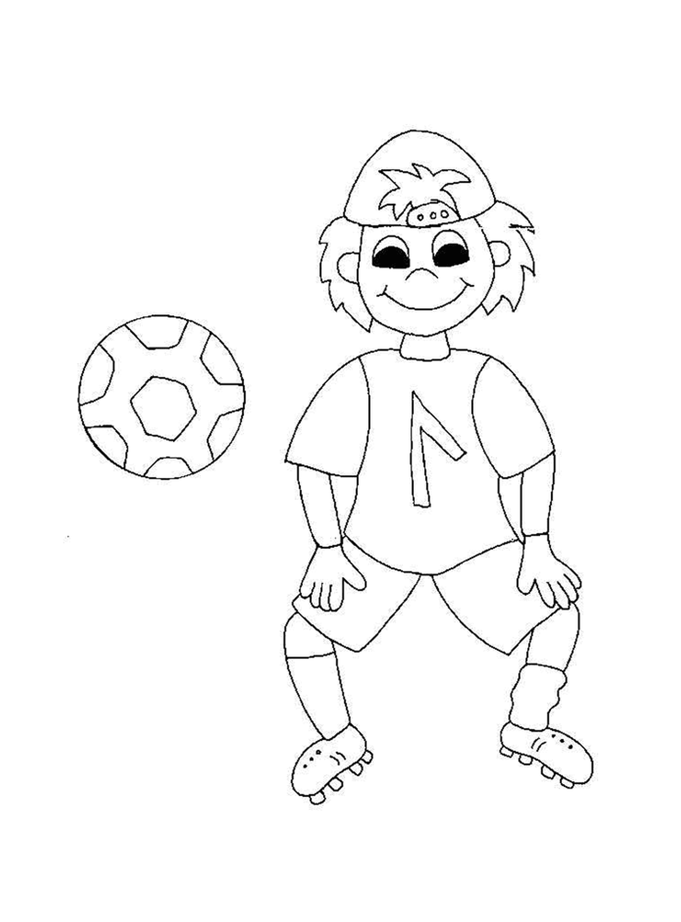  Улыбающийся ребенок играет в футбол 