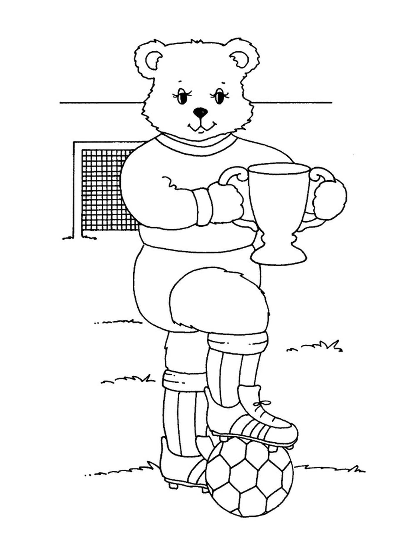  A bear playing football 