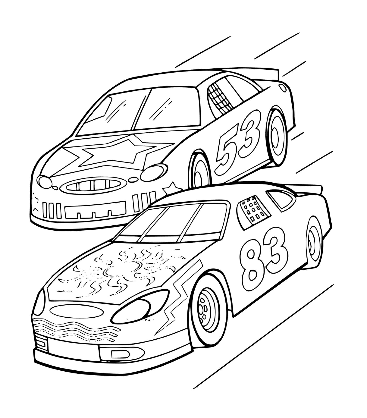  Dos coches de carreras en el circuito 