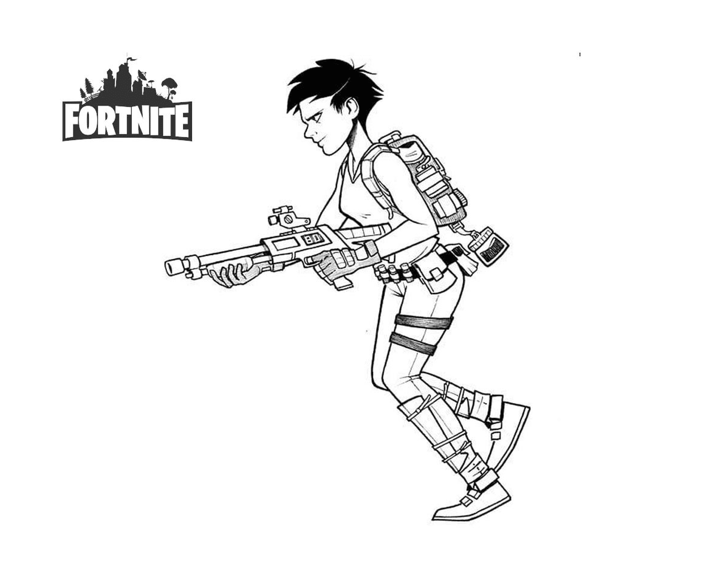  Persona que tiene un arma de fuego en un campo (Inktober Sketch Fortnite) 