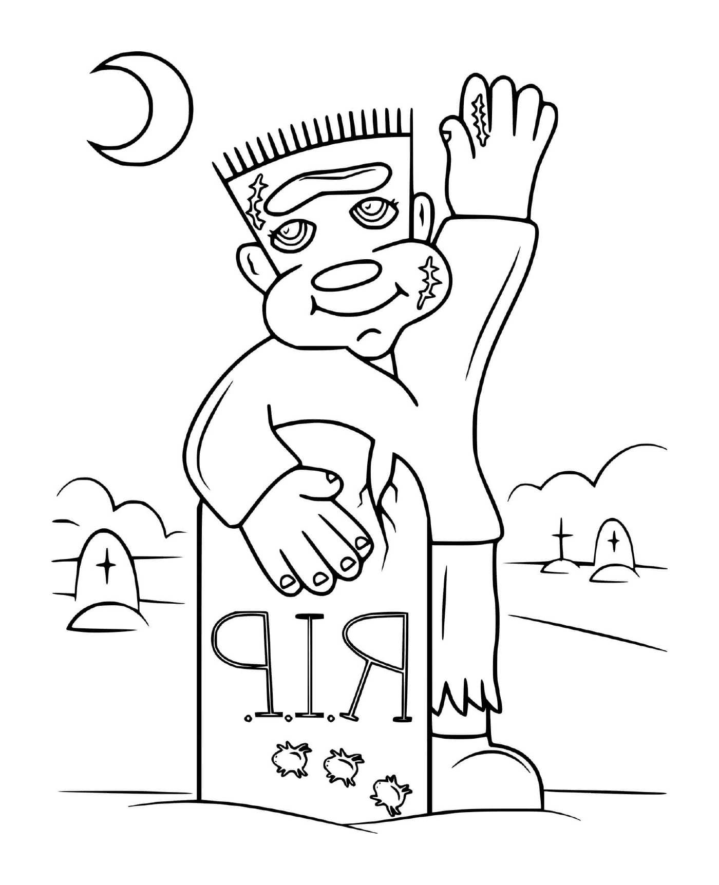  Frankenstein vor einem Grab 