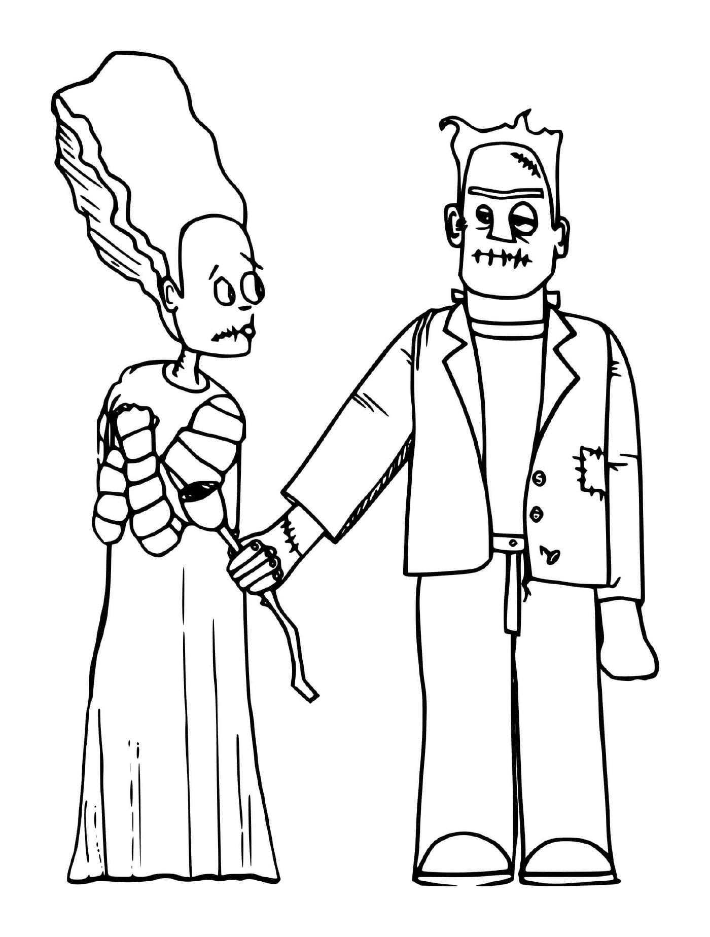  Frankenstein offers a rose to a woman 