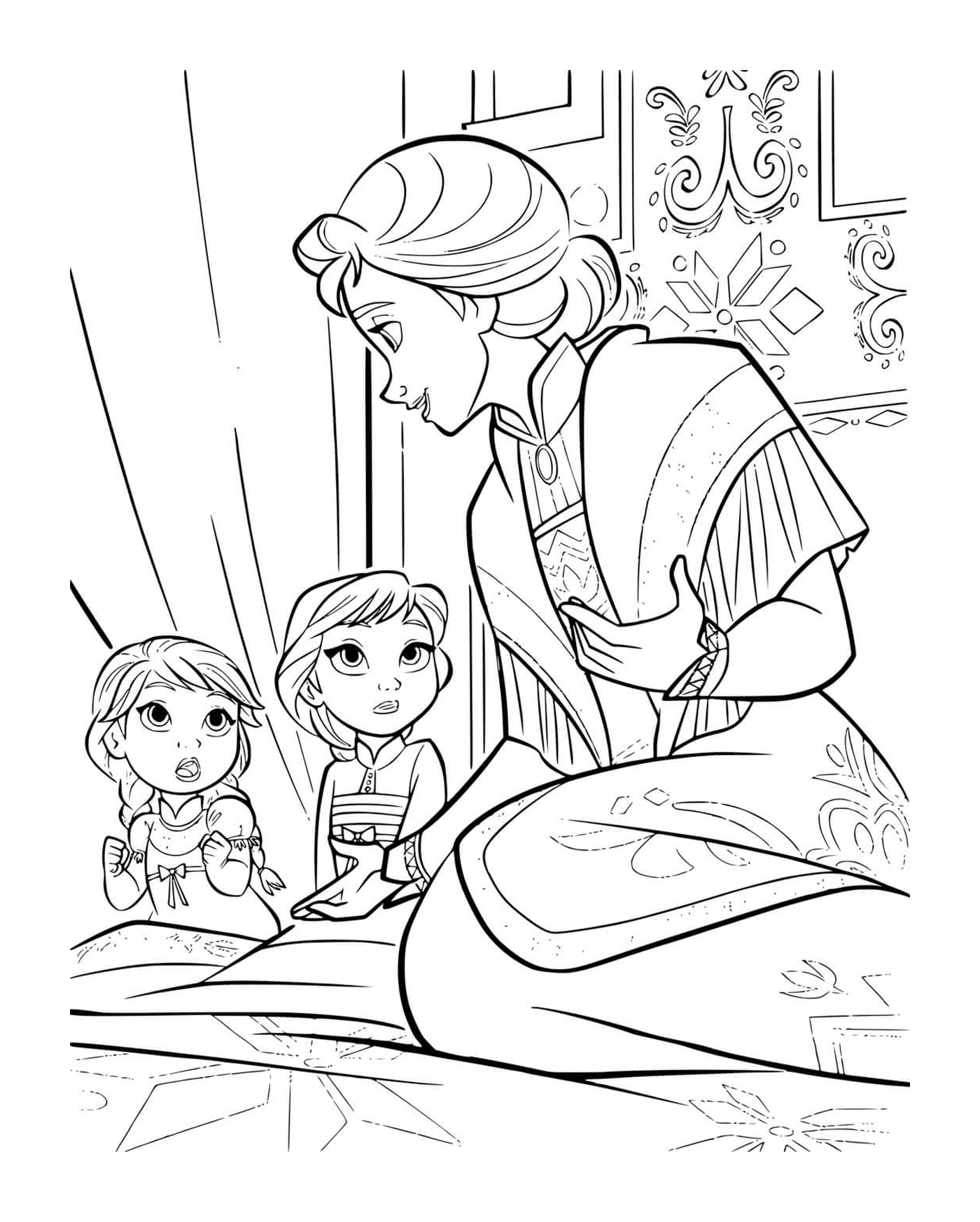  Anna, Elsa, and their mother 
