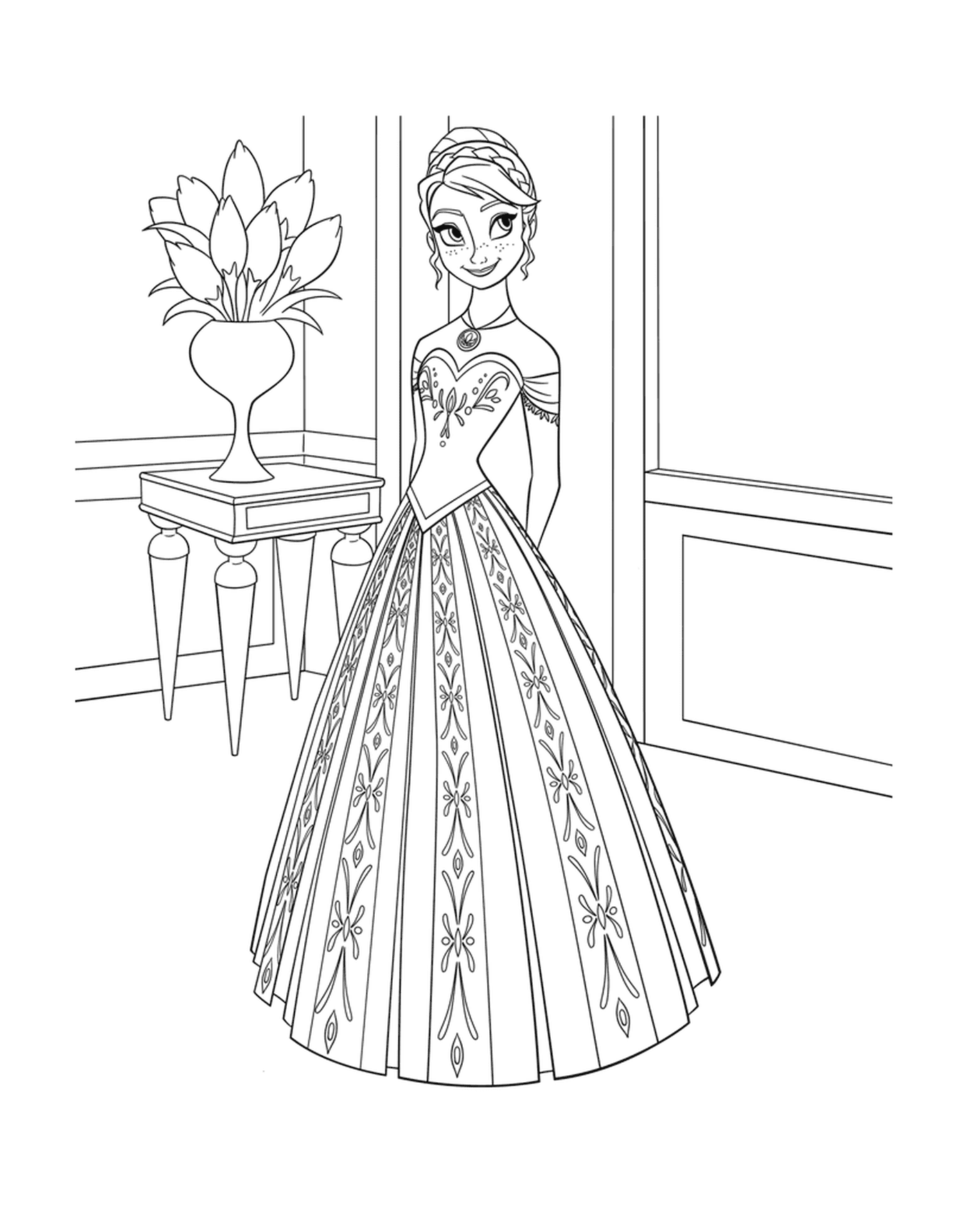  Elsa de La Reine des Neiges en un hermoso vestido 