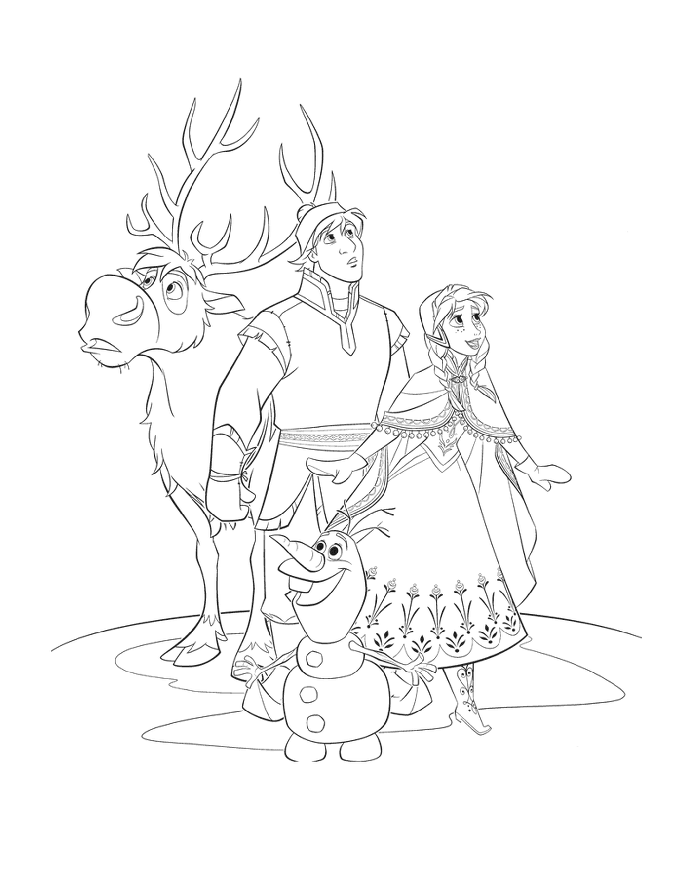  Anna, Schneekönigin, mit Olaf und Kristoff 