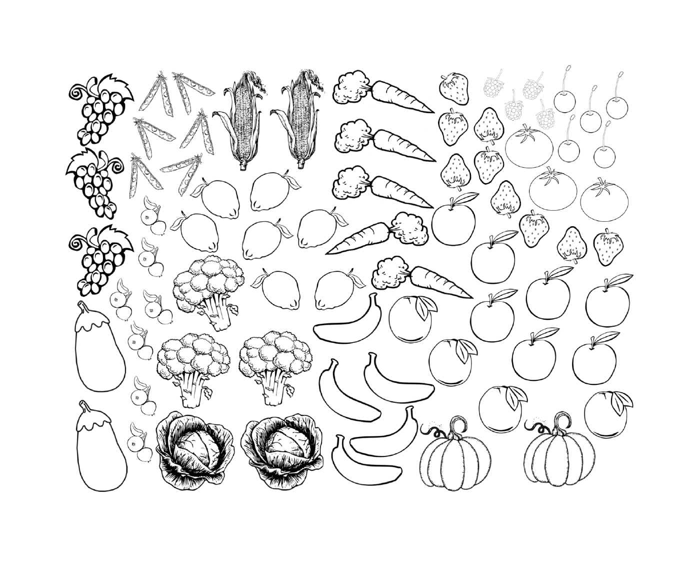  Frutas y hortalizas en la ilustración 