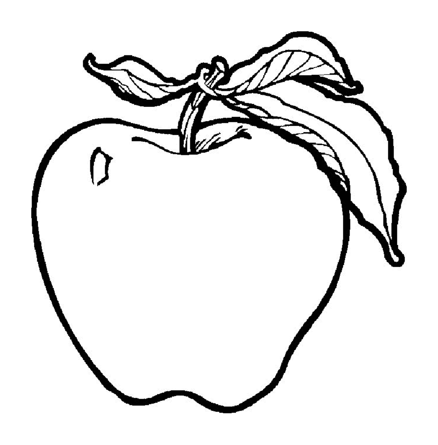  manzana crujiente con una hoja 