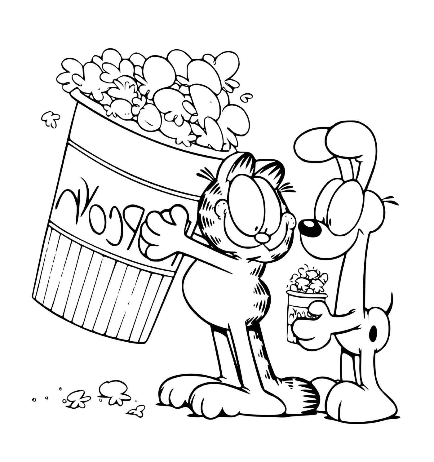  Garfield und Odie teilen Popcorn 