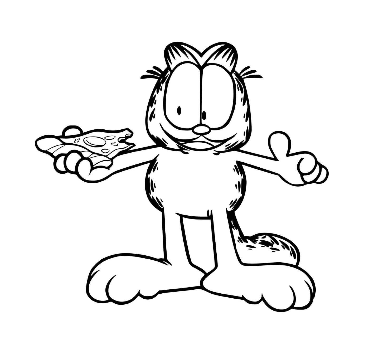  Garfield eats pizza 
