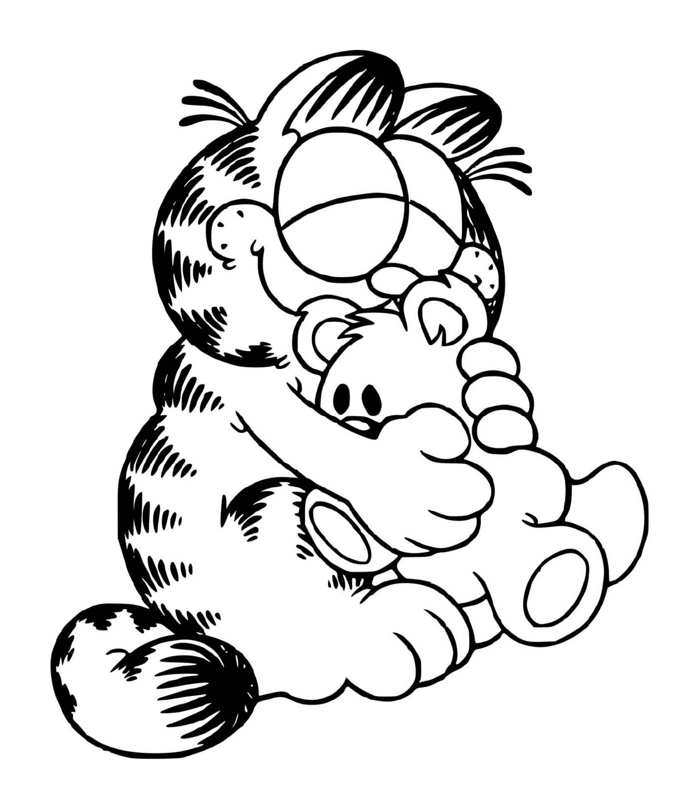  Garfield hugs his plush 