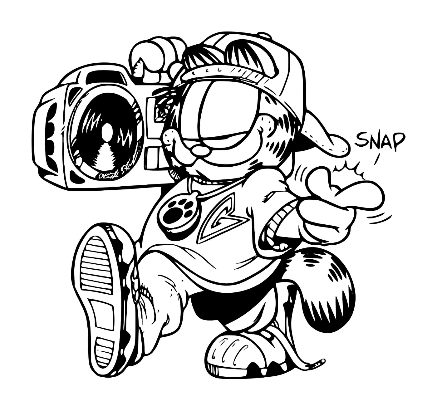  Garfield as a rapper listening to music 