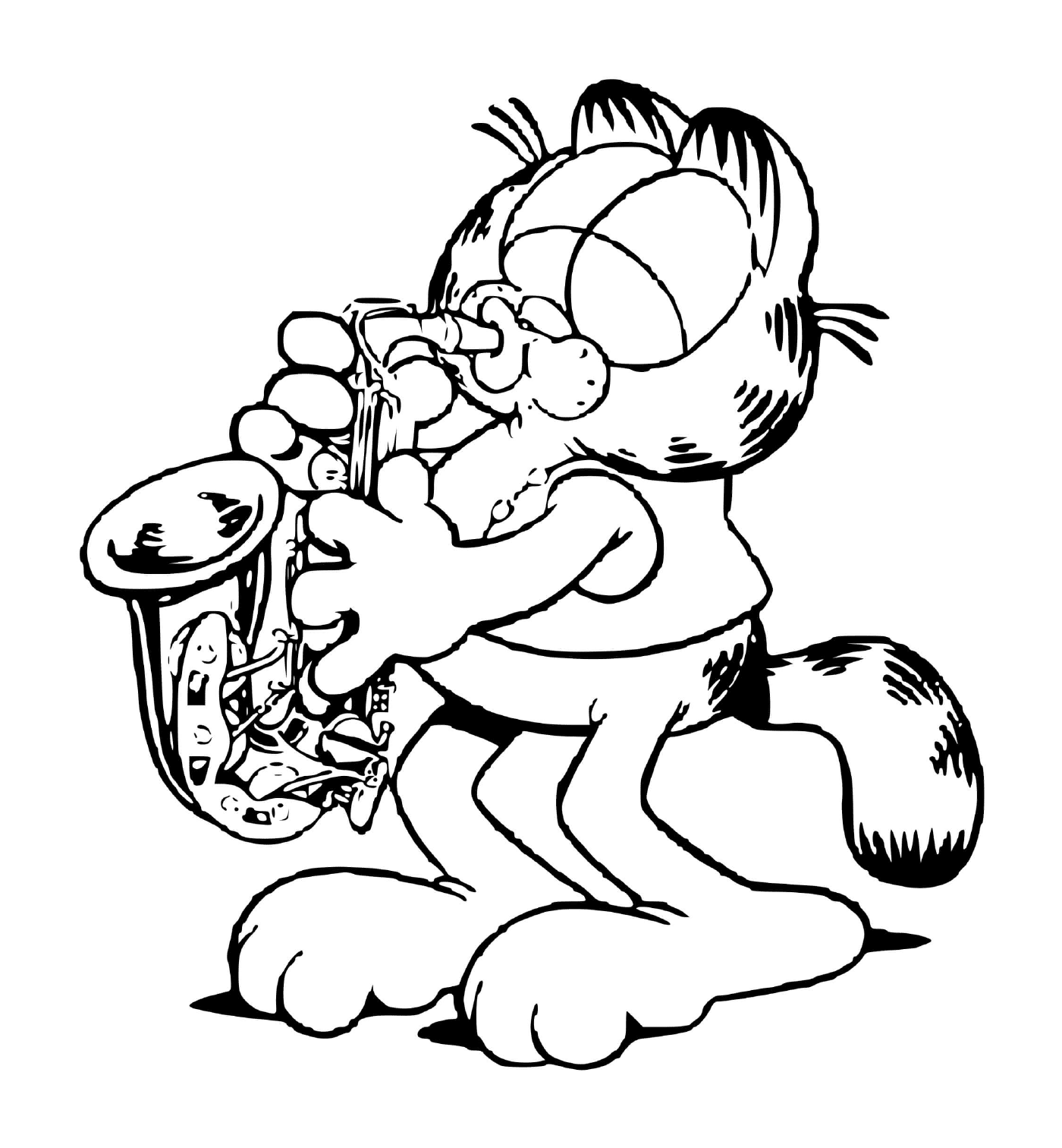  Garfield plays the saxophone 