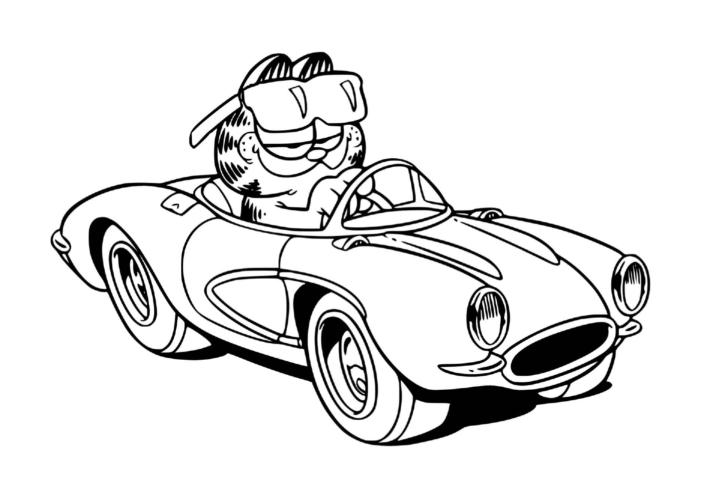  Garfield fährt ein Auto 