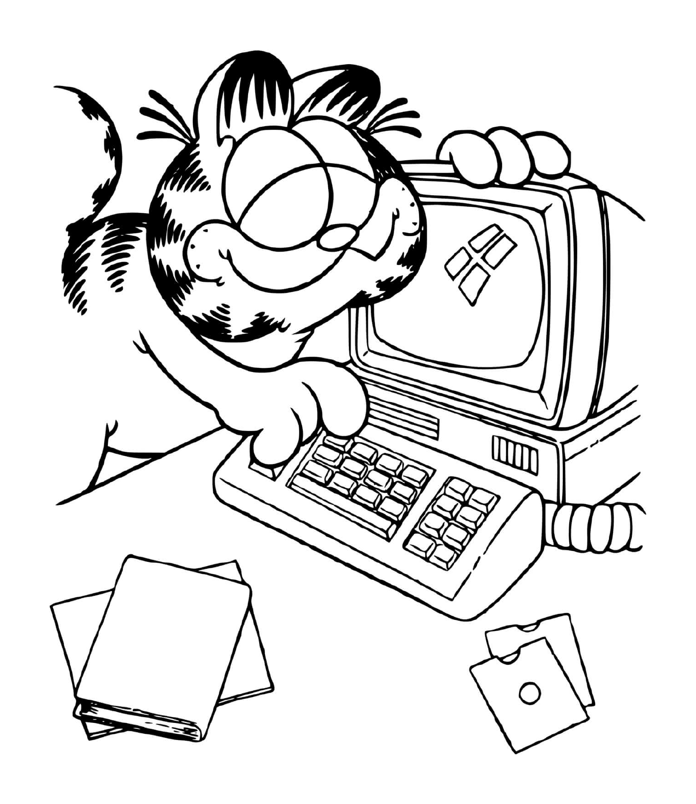  Garfield benutzt einen Computer 