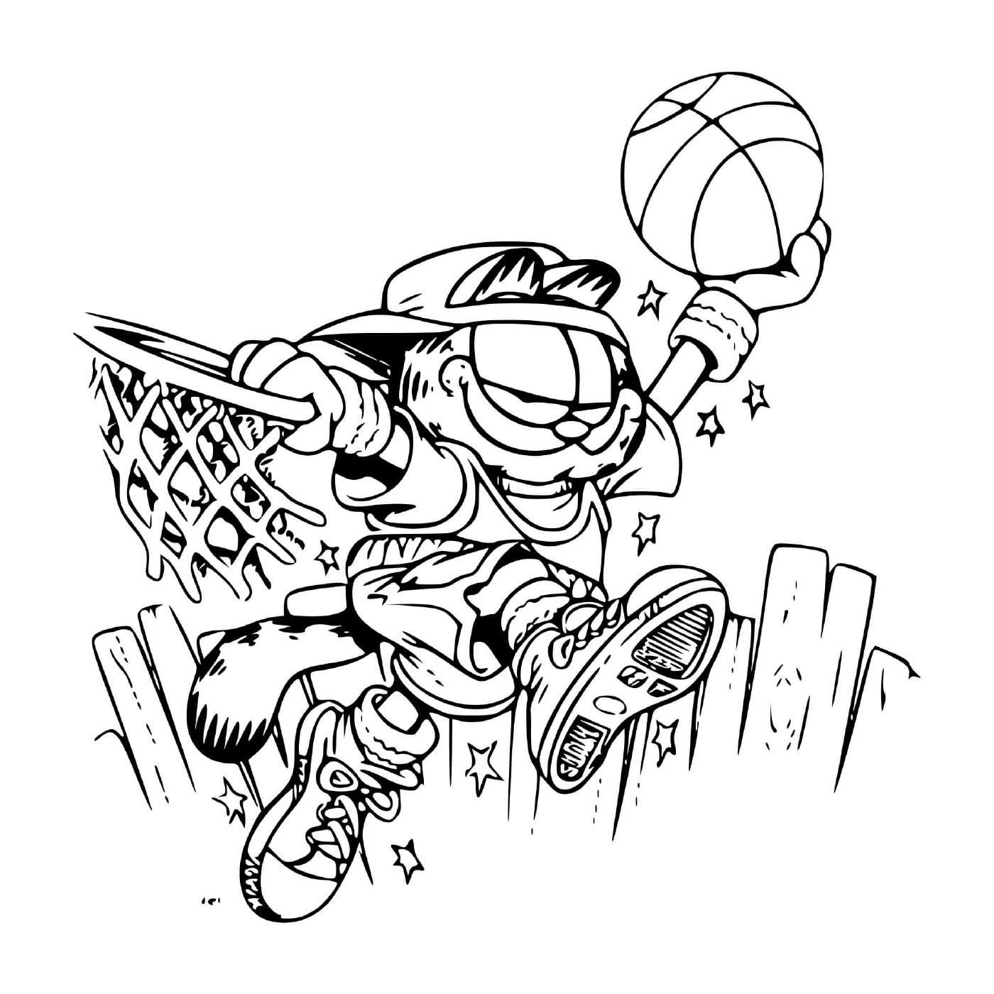  Garfield plays basketball 