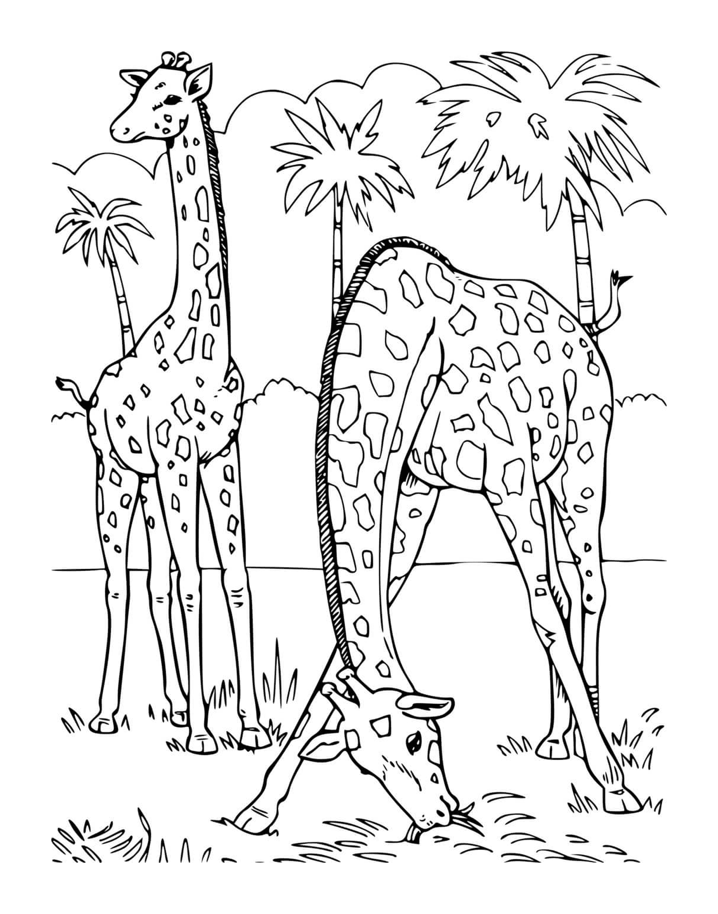 Два жирафа в саванне 
