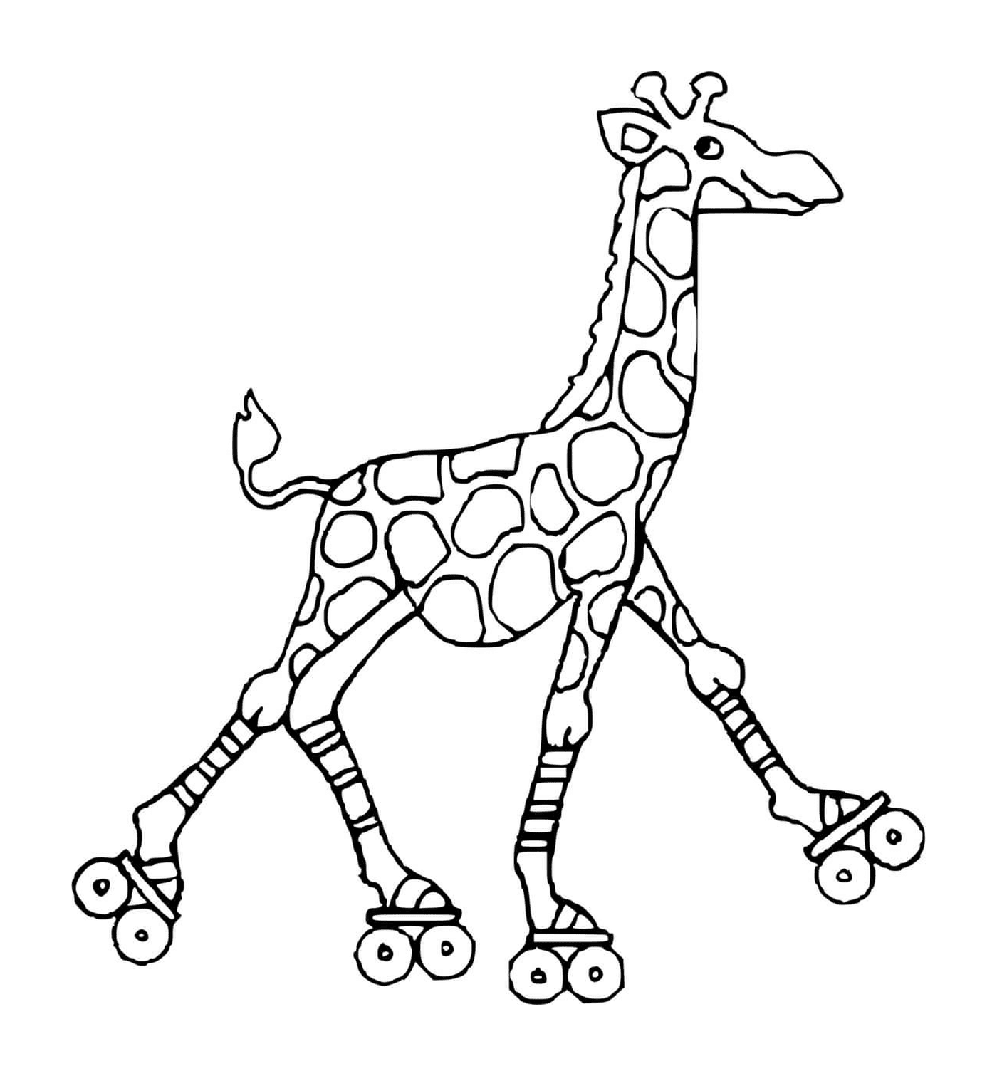  Girafe con pattini a rulli 