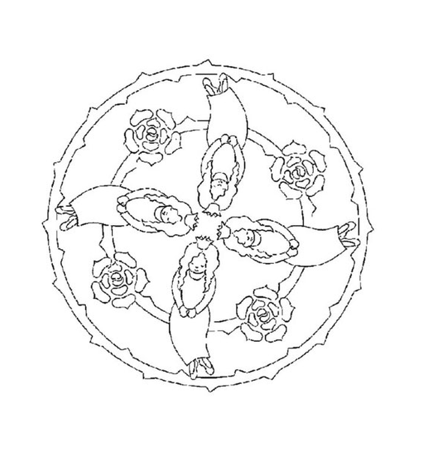  A mandala with several people inside 