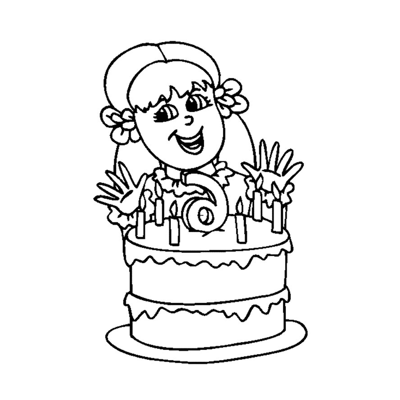  A girl with a birthday cake 