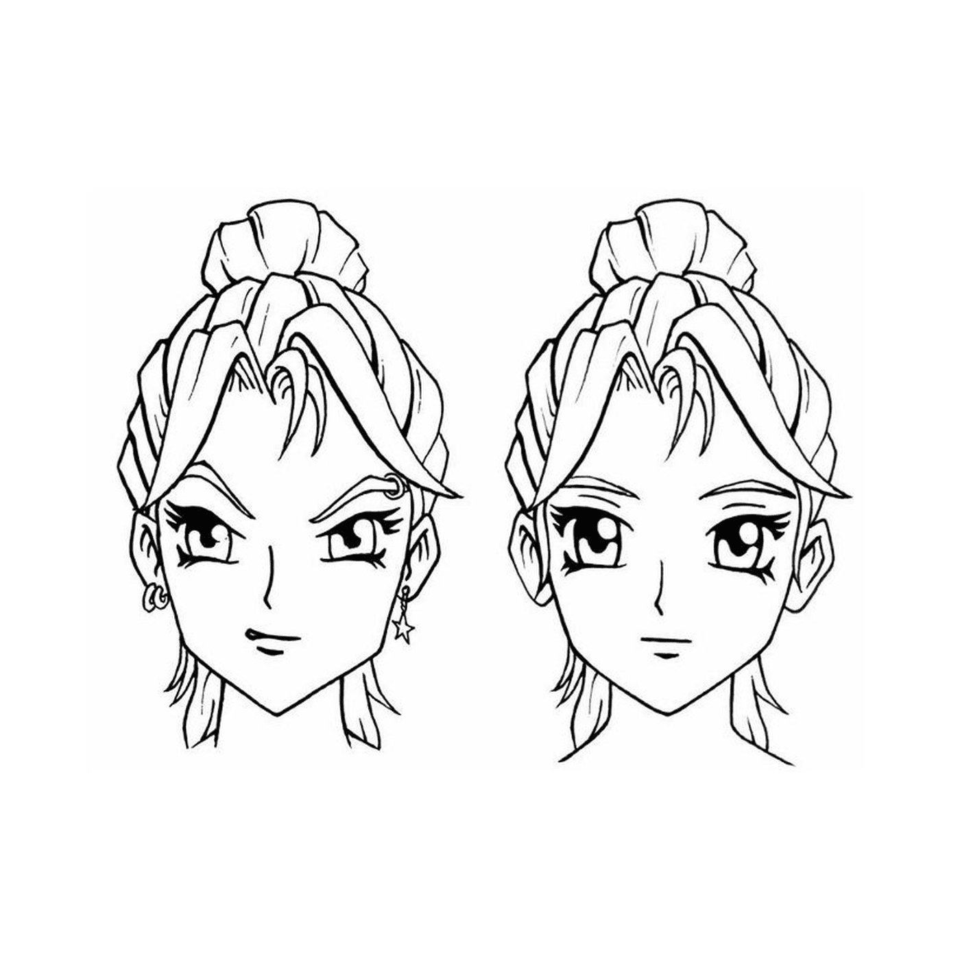  A girl with a bun and another girl with a bun 