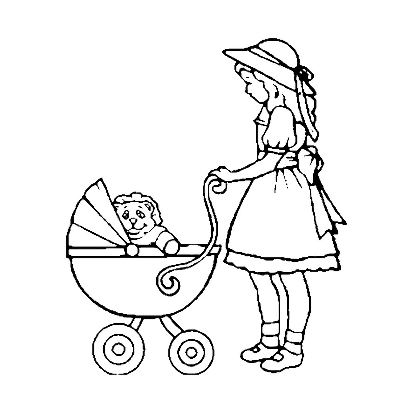  A woman pushing a stroller 