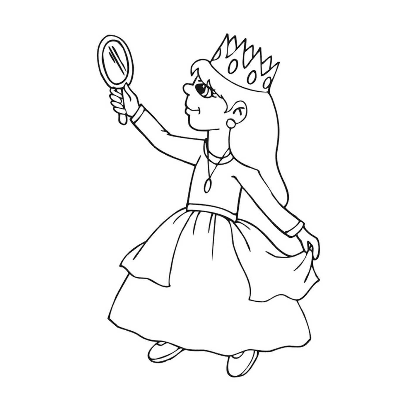  Eine Prinzessin, die einen Spiegel hält 