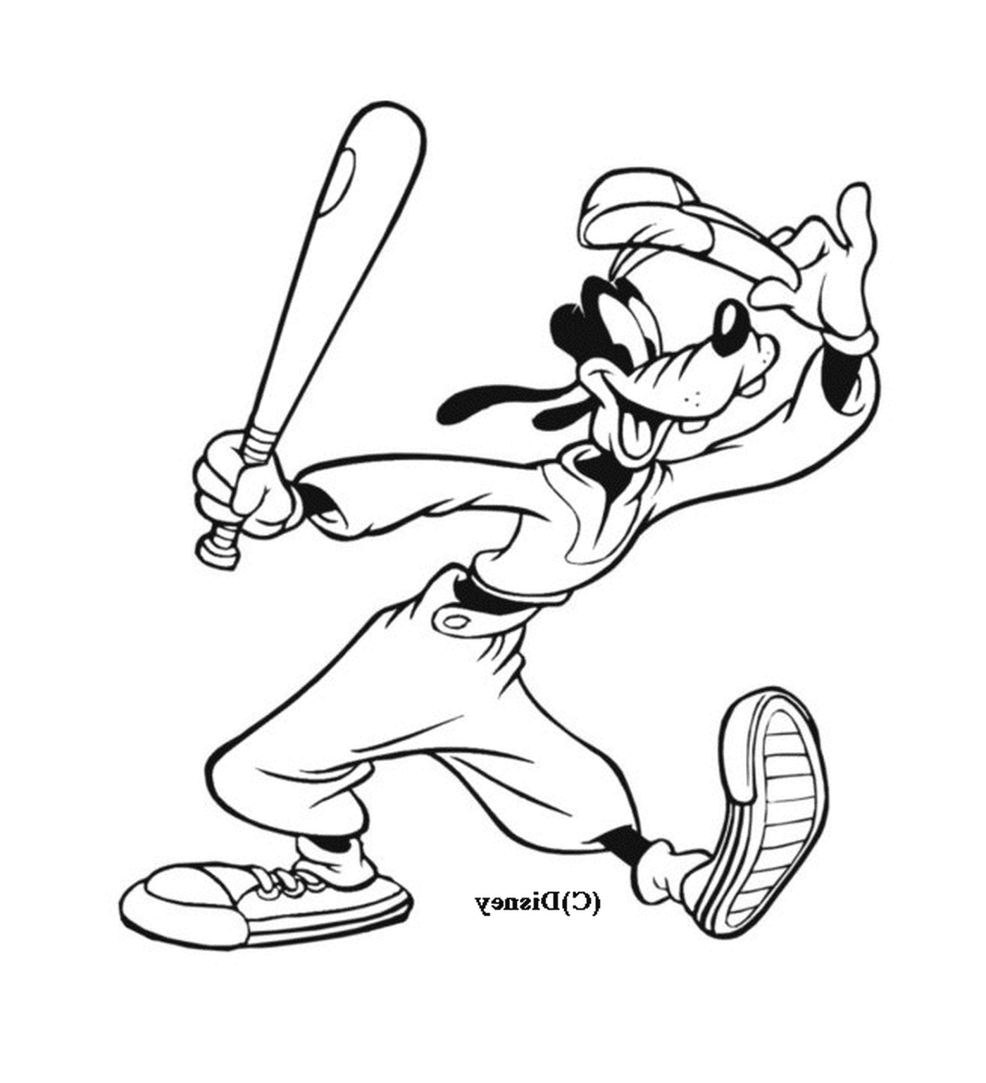  Dingo juega béisbol con un bate 