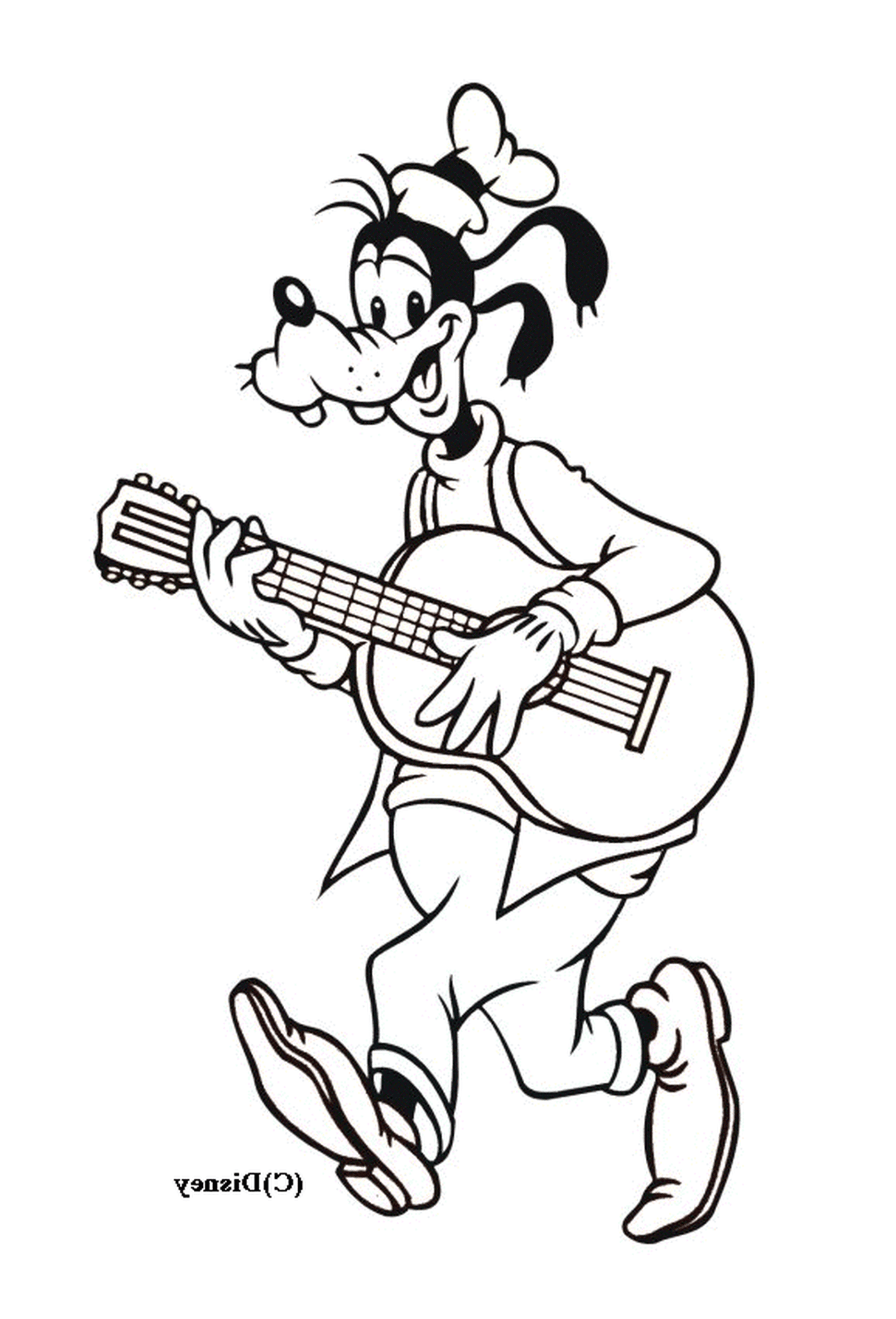  Dingo plays guitar while standing 