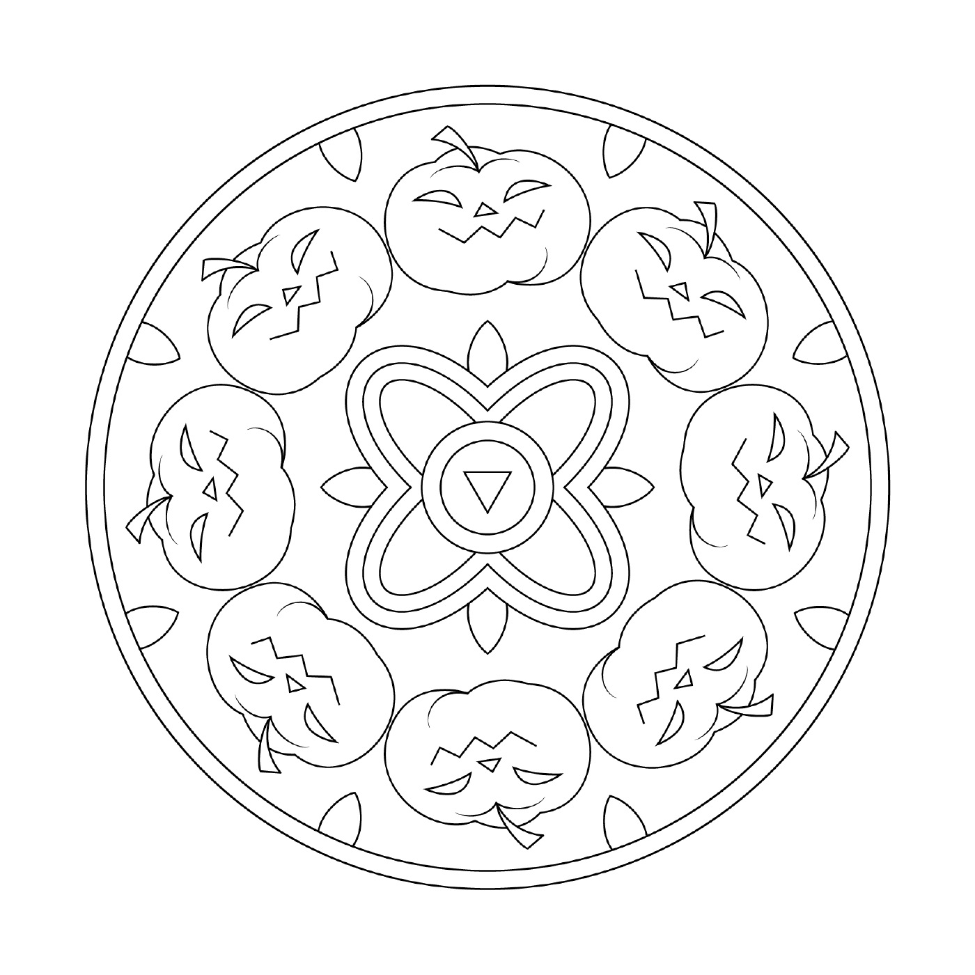  Halloween Mandala mit Kürbisse 