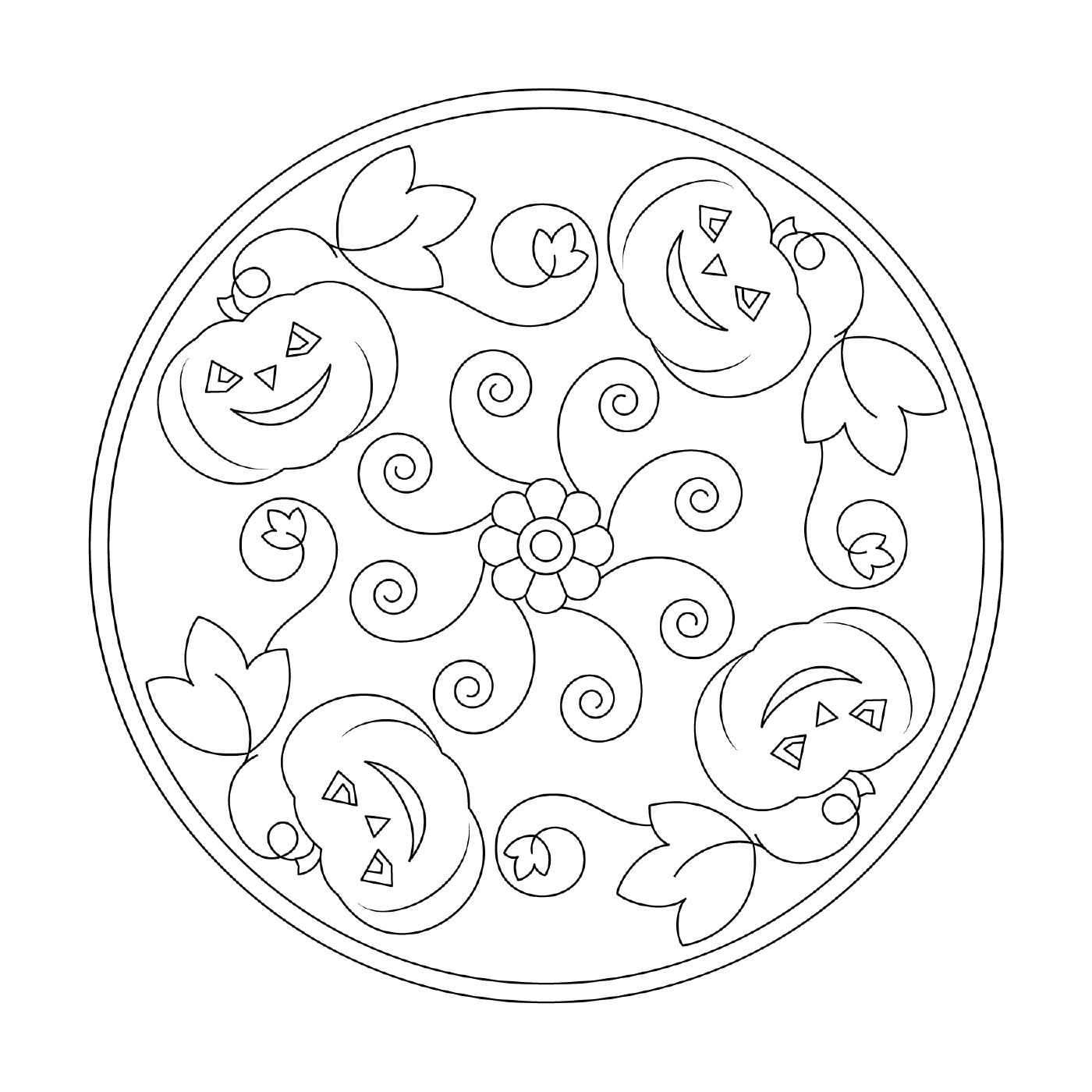 Fácil de Halloween Mandala con calabaza 