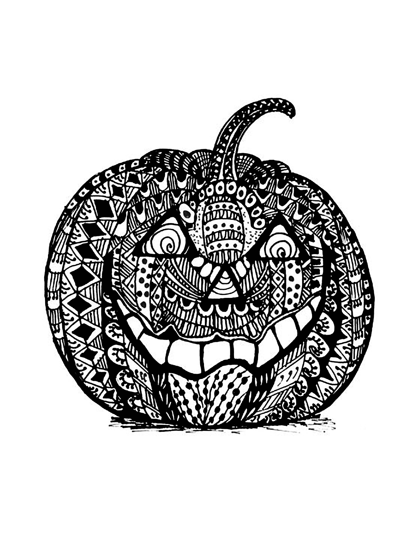  scary pumpkin in zentangle style 