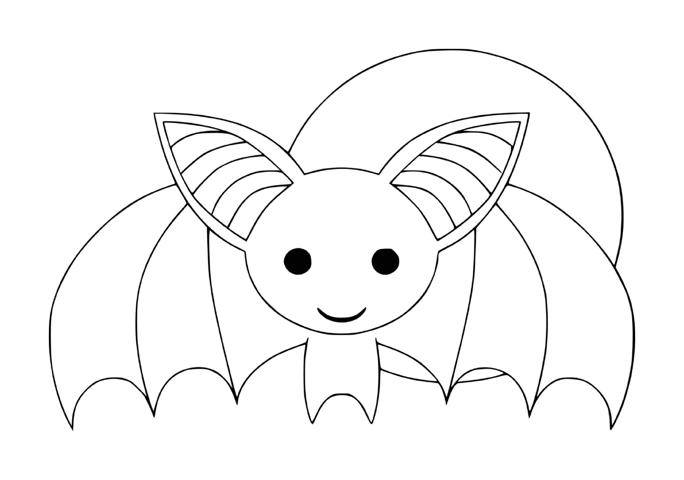  baby bat and moon in cartoon version 