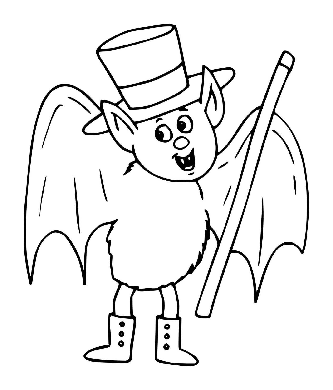  murciélago con sombrero de alta forma que parece un mago 