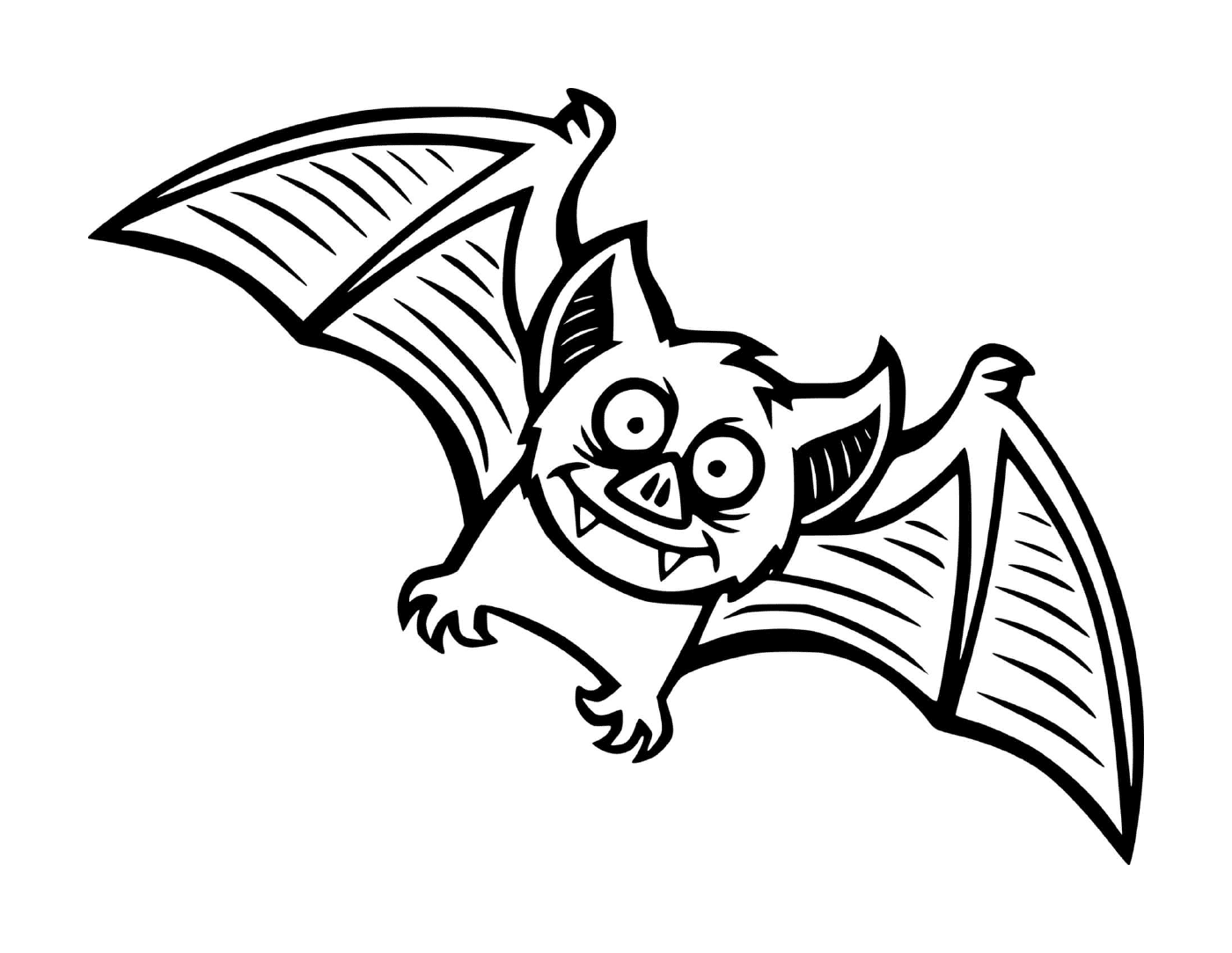  small bat in cartoon version in mid-flight 