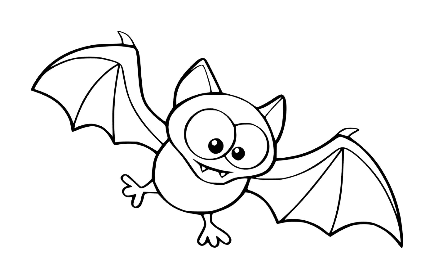  murciélago en la versión de dibujos animados simple en medio de vuelo 