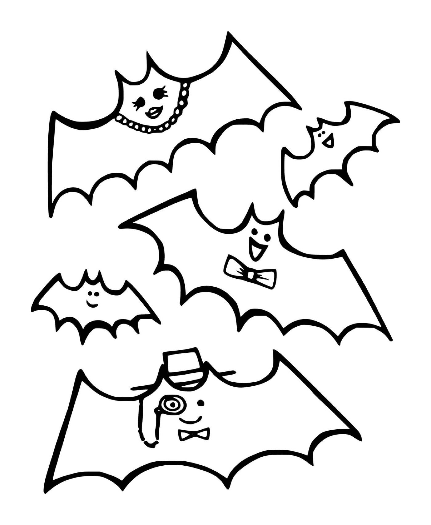  several bats with different decorations 