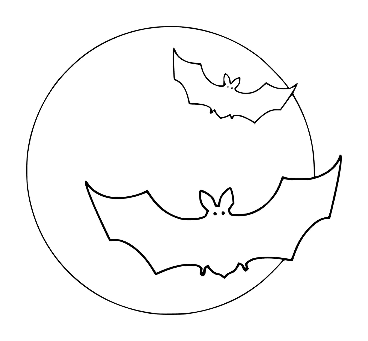  due pipistrelli che volano di fronte a una luna piena il 31 ottobre 