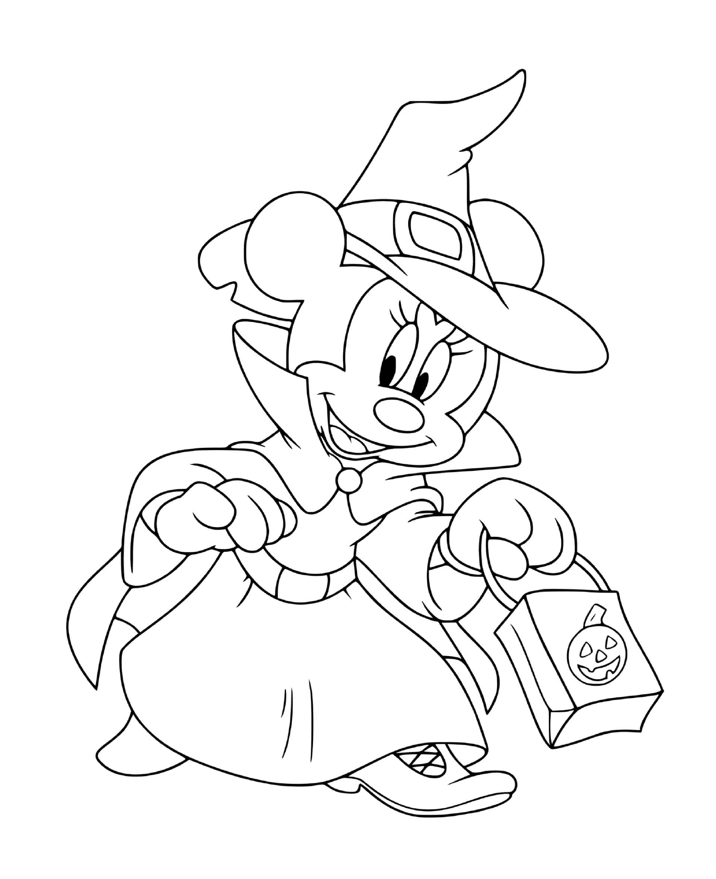  Minnie Mouse bruja con bolsa de caramelos 