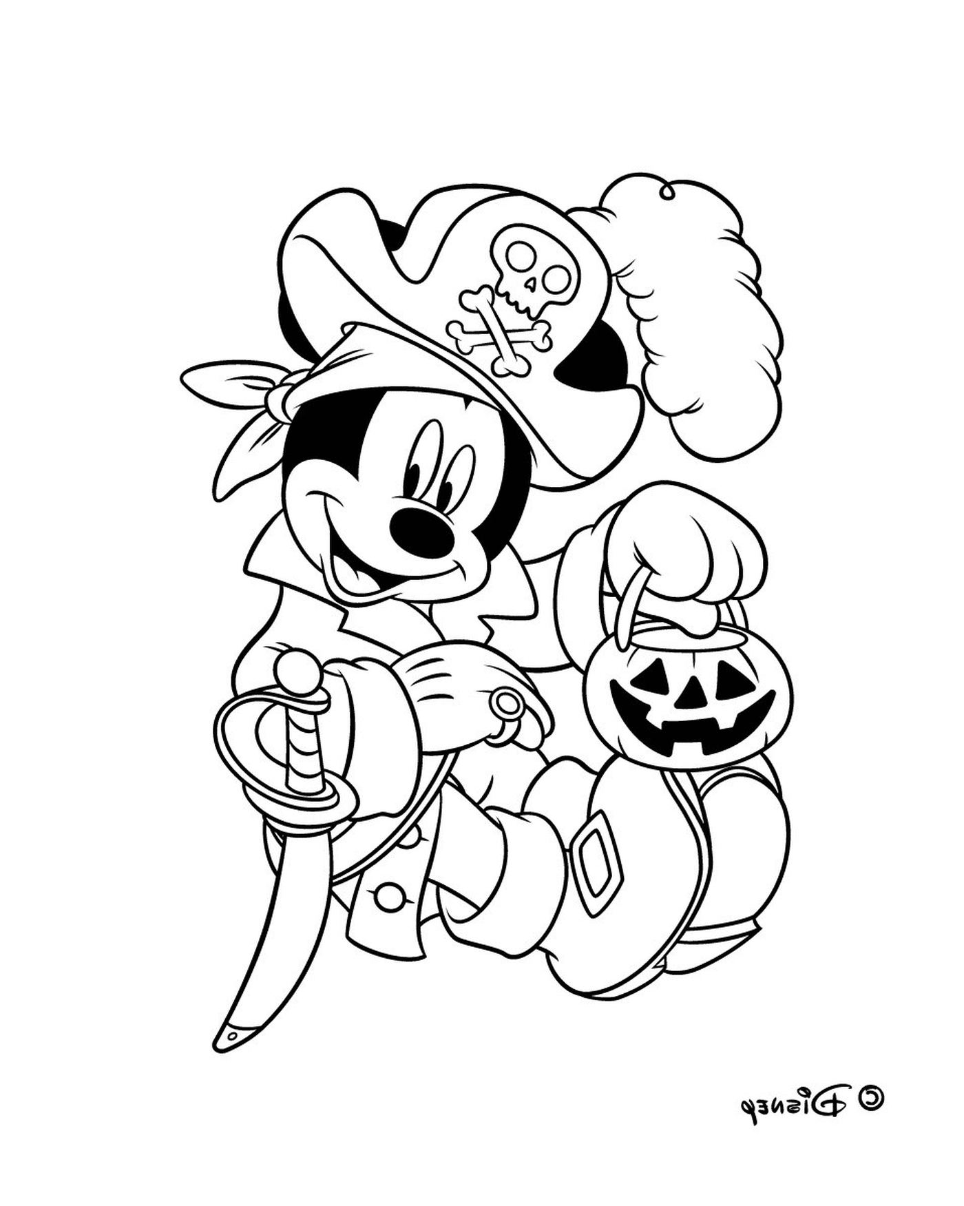  Mickey with a pumpkin lantern 
