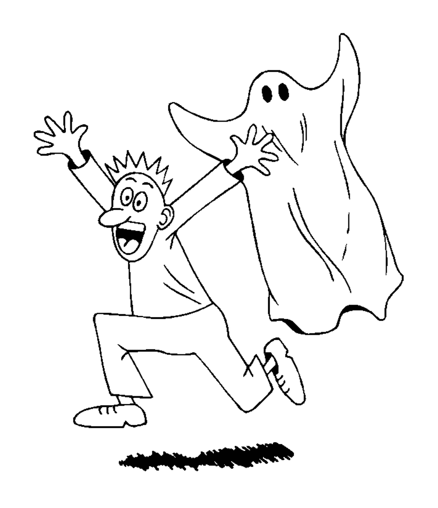  A human being chased by a ghost 