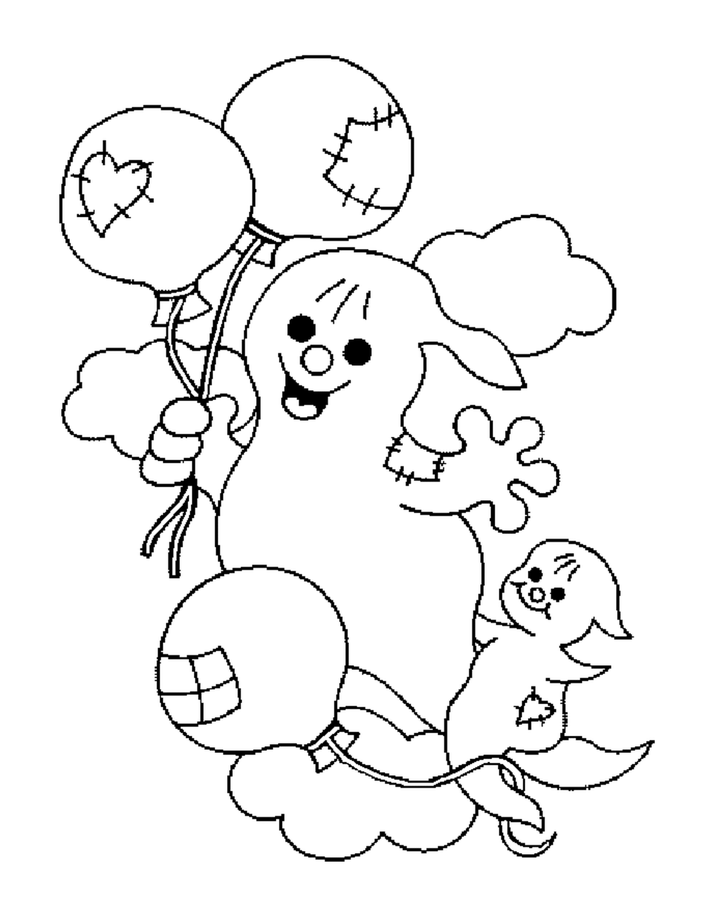  Two ghosts in the clouds with balloons 