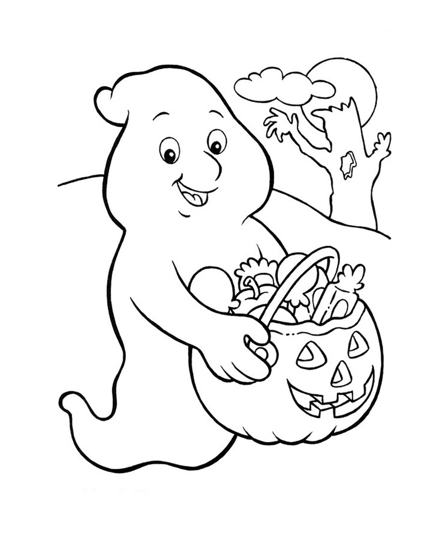  Ghost offering Halloween candy 