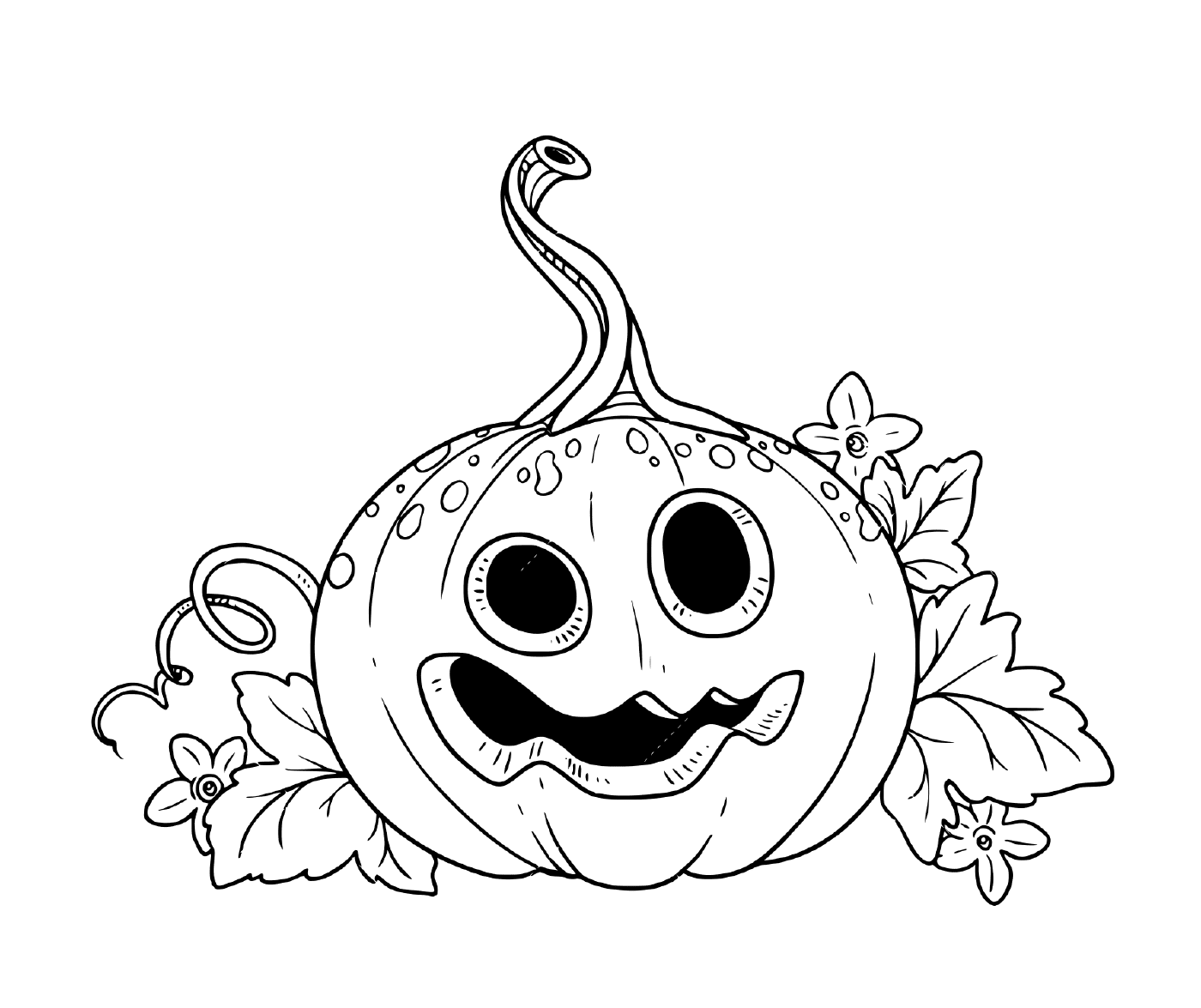  Funny pumpkin with leaves 