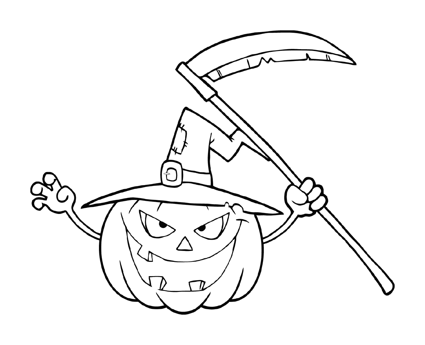  Halloween pumpkin with a witch hat 