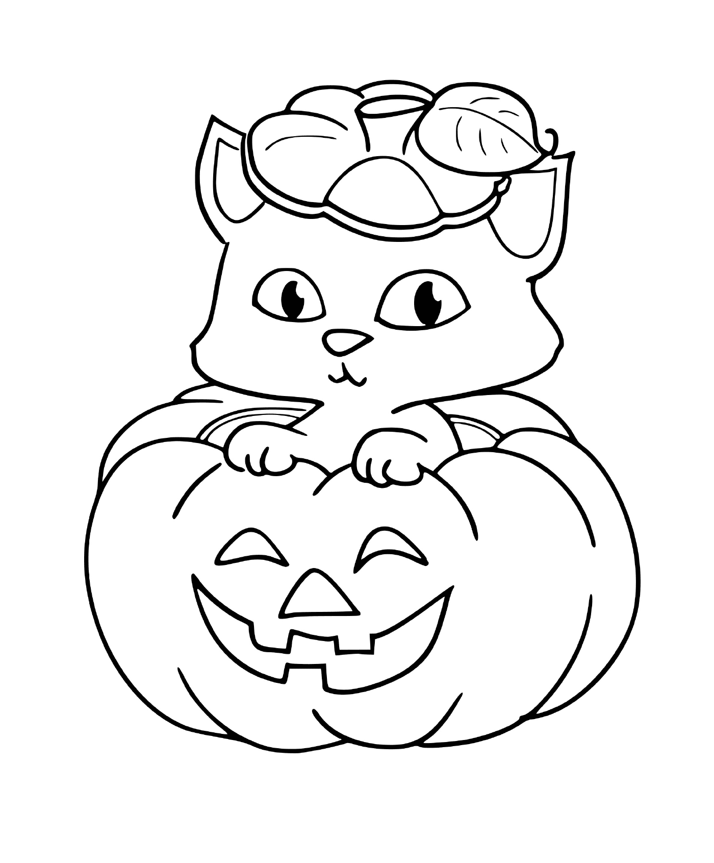  Cat sitting on a pumpkin 