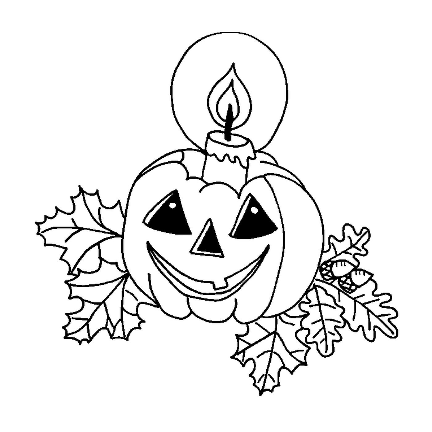  Pumpkin with an extinguished candle 