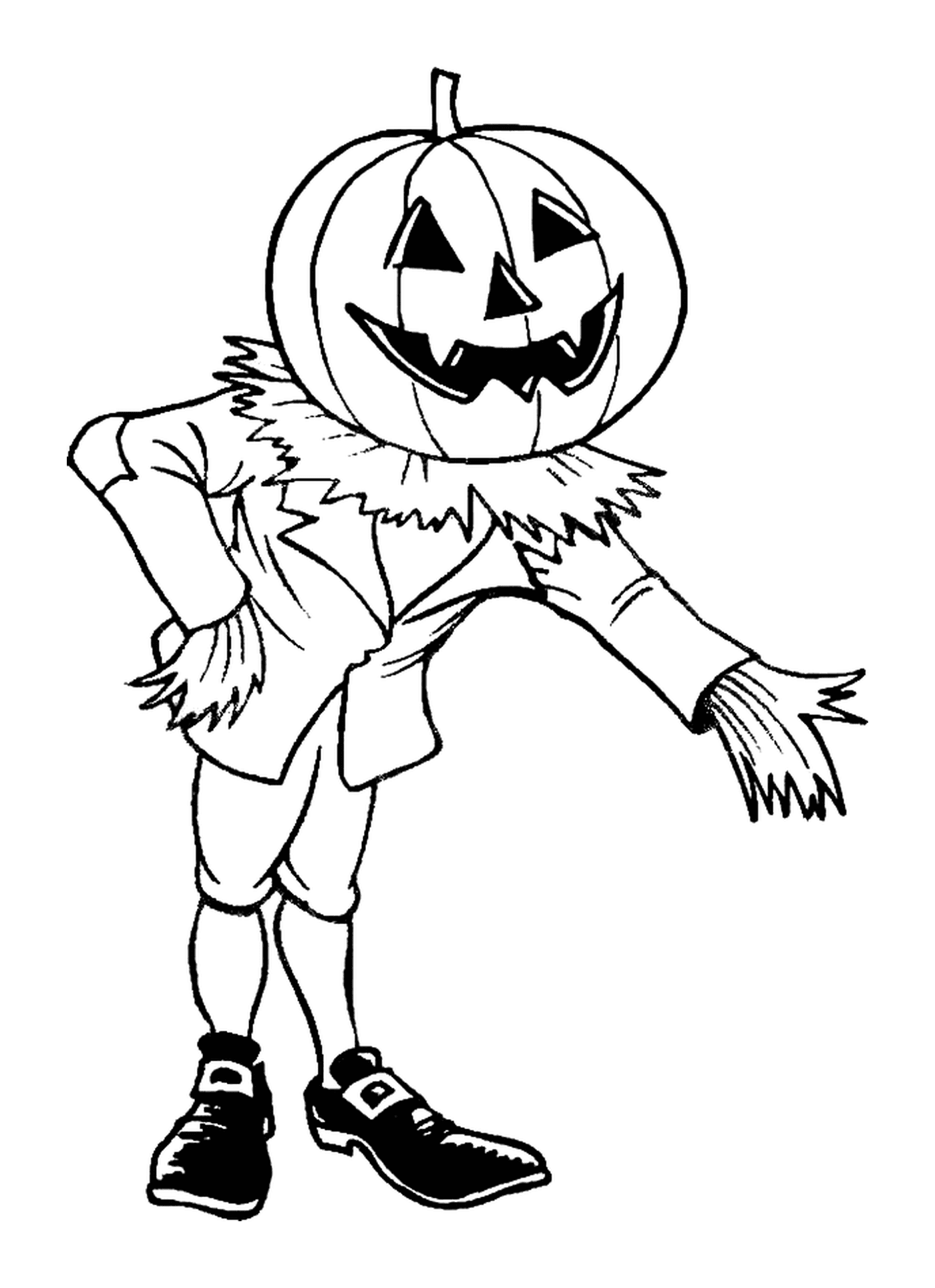  Scarecrow with pumpkin head 