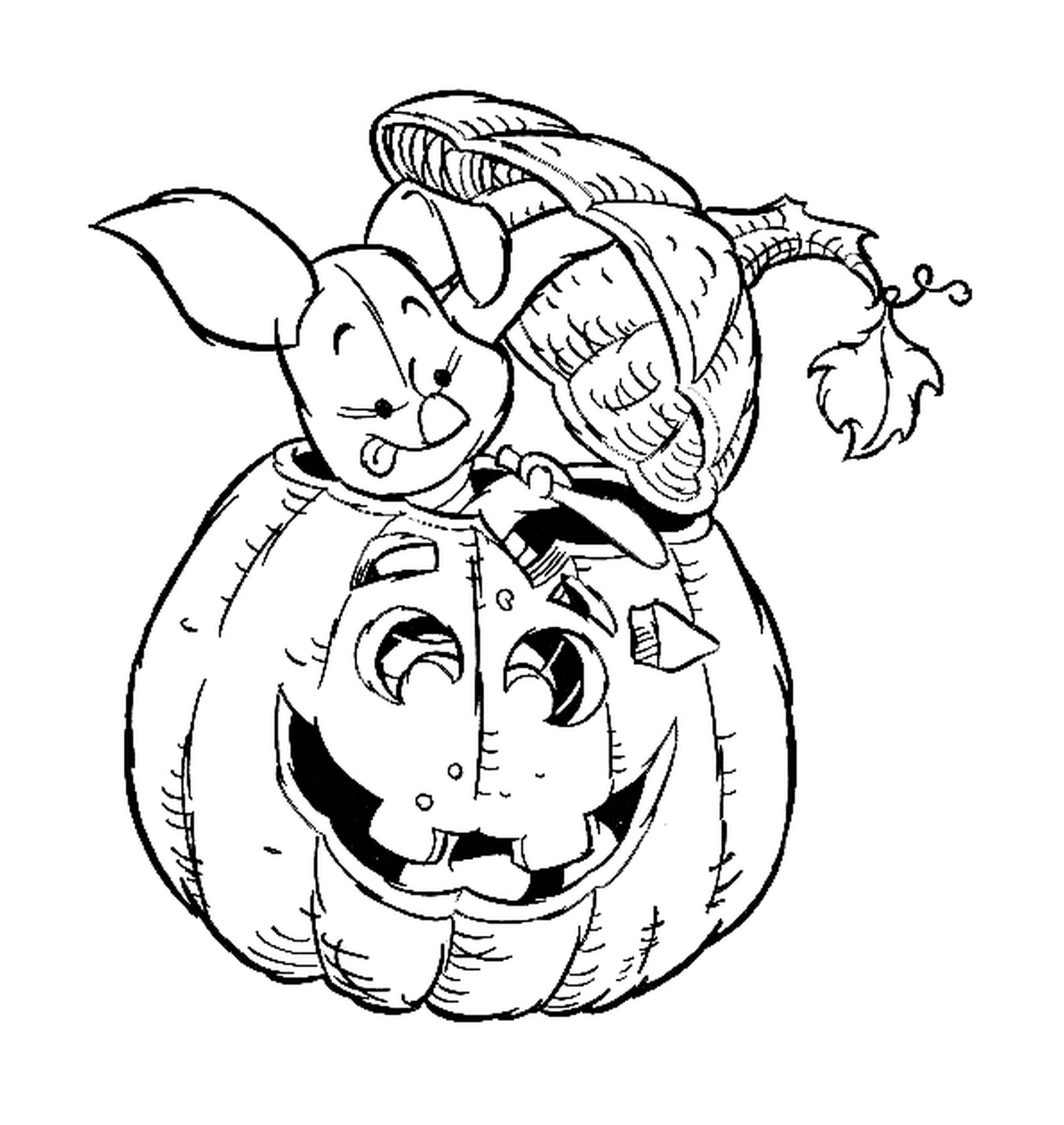  Porcinet en una calabaza de Halloween 