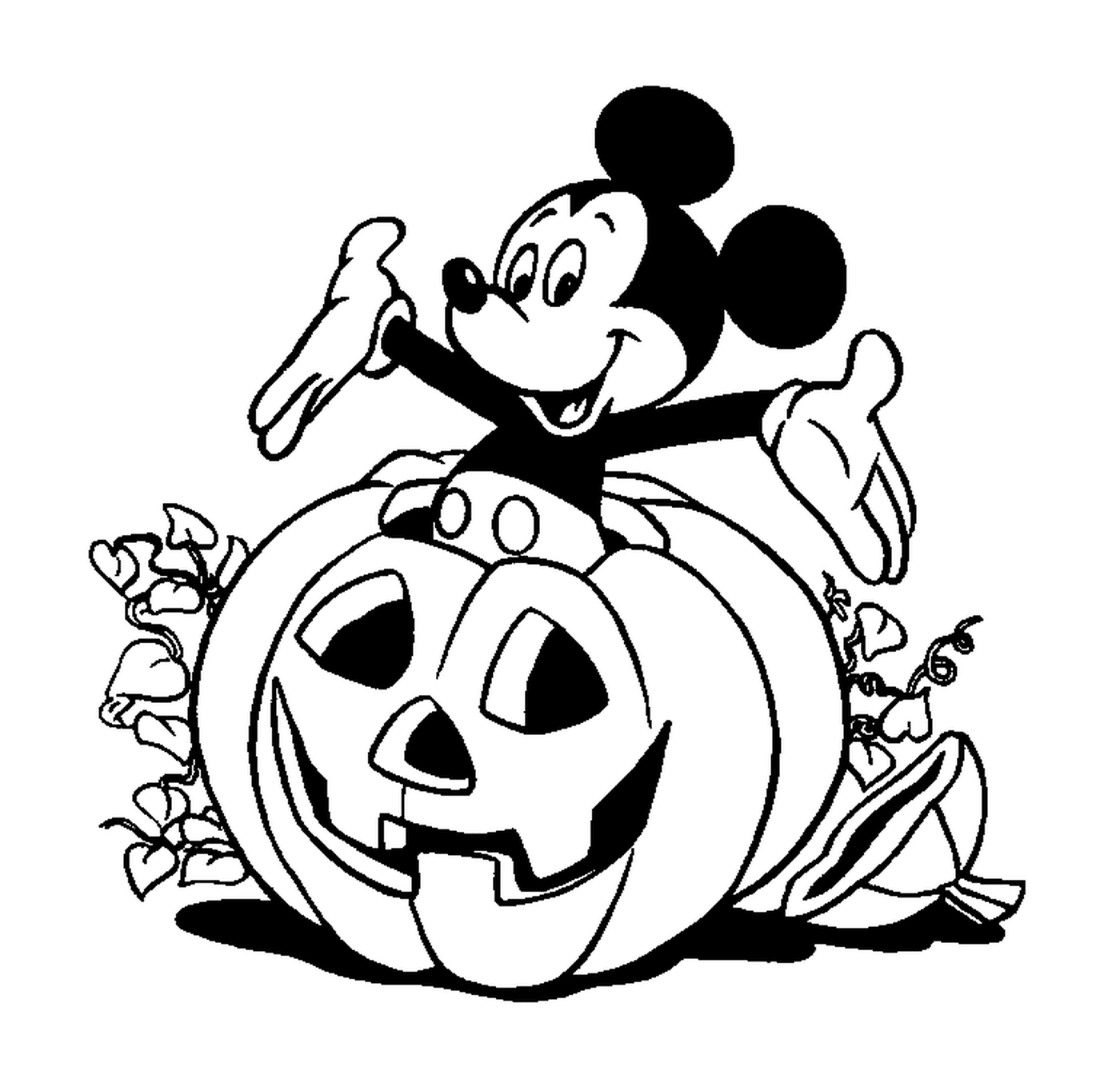  Mickey kommt aus einem Disney Halloween Kürbis 